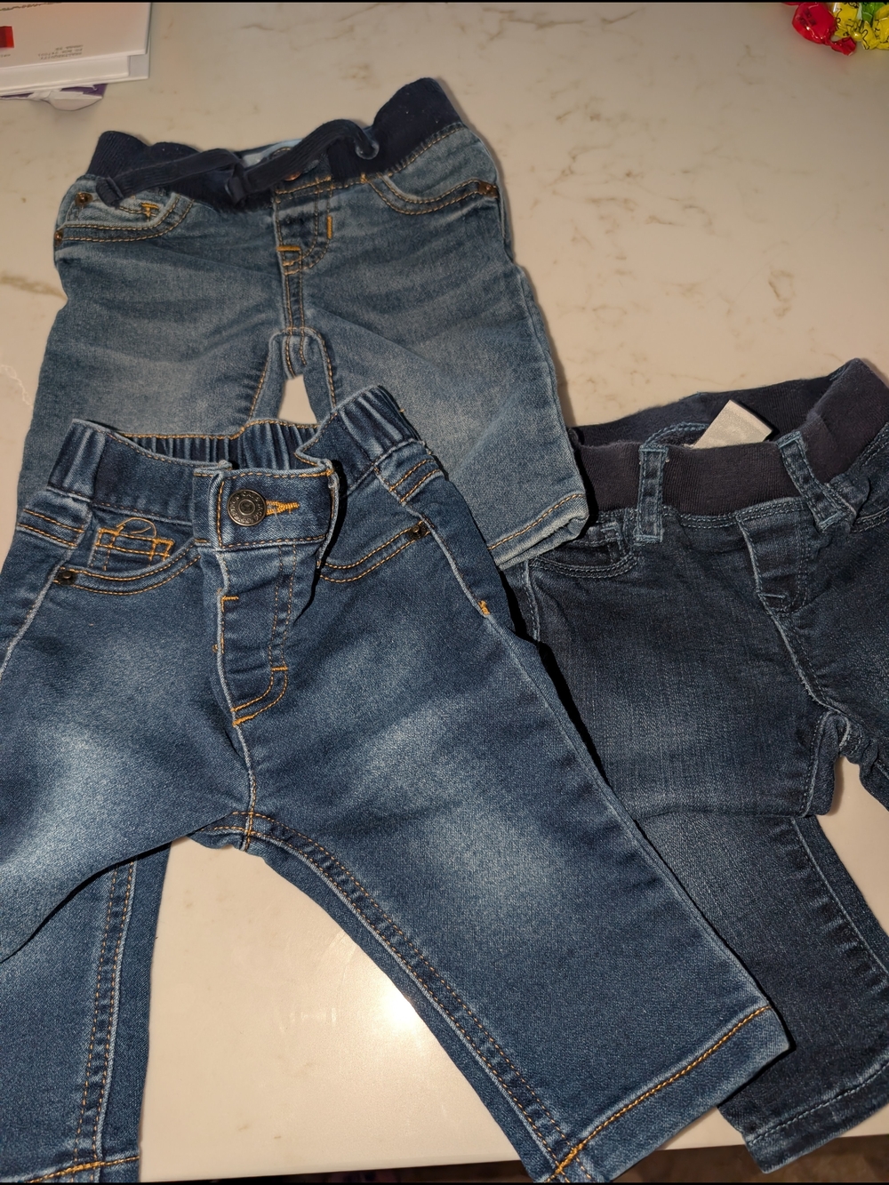 ~Baby Boys Jeans 0-3 Month Lot Baby Gap X2, Cat& Jack X1